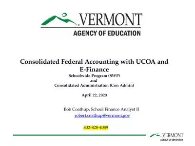 Consolidated Federal Accounting with UCOA and E-Finance