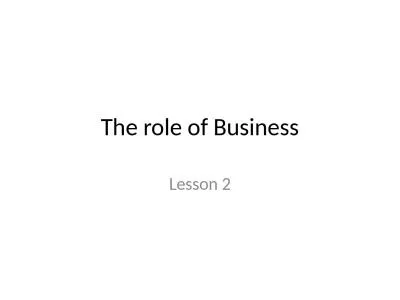 The role of Business Lesson 2
