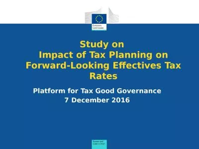 Study on  Impact of Tax Planning on Forward-Looking Effectives Tax Rates