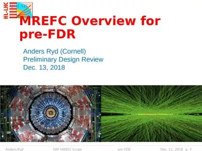 MREFC Overview for pre-FDR