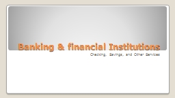 Banking & financial Institutions