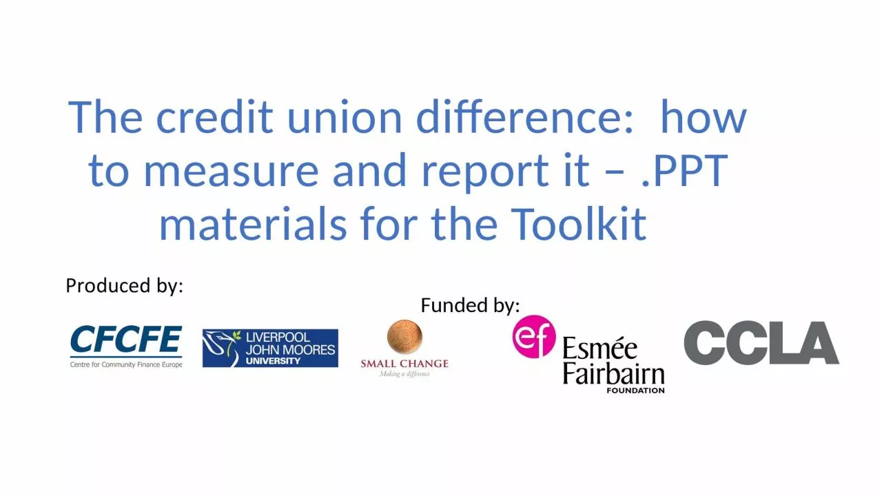 The credit union difference:  how to measure and report it