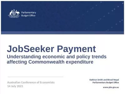 JobSeeker  Payment Understanding economic and policy trends affecting Commonwealth expenditure