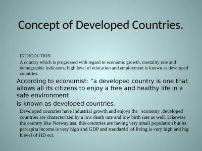 Concept of Developed Countries.
