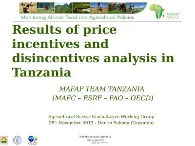 1 Results of price incentives and disincentives analysis in Tanzania