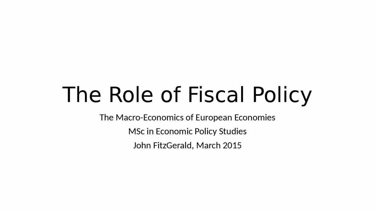 The Role of Fiscal Policy