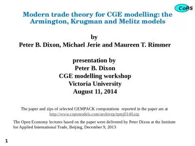 Modern trade theory for CGE modelling: the