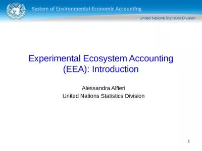 1 Experimental Ecosystem Accounting (EEA): Introduction