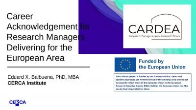 Career Acknowledgement for Research Managers Delivering for the European Area