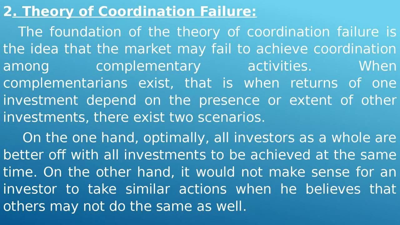 2 . Theory of Coordination Failure: