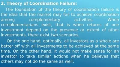 2 . Theory of Coordination Failure: