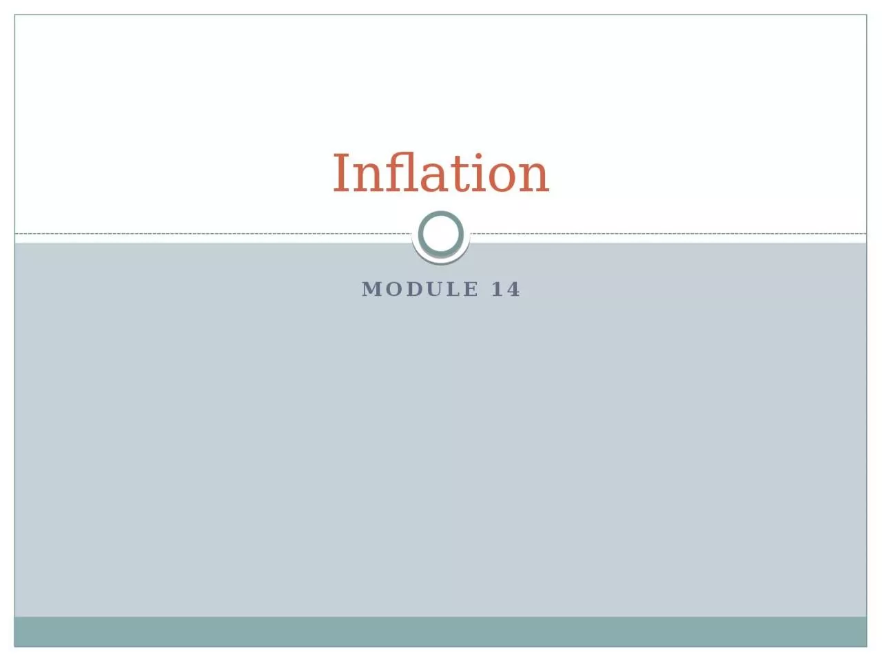 Module 14 Inflation What you will