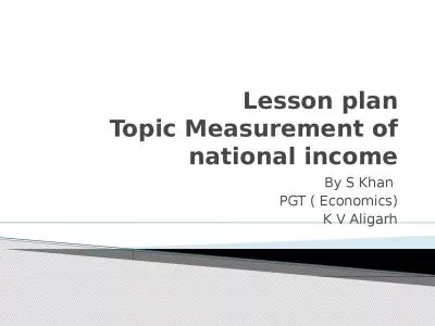 Lesson plan Topic Measurement of national income