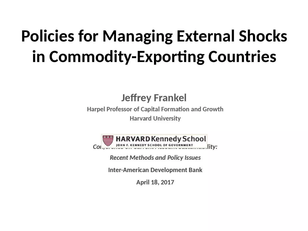 Policies for Managing External Shocks in Commodity-Exporting Countries