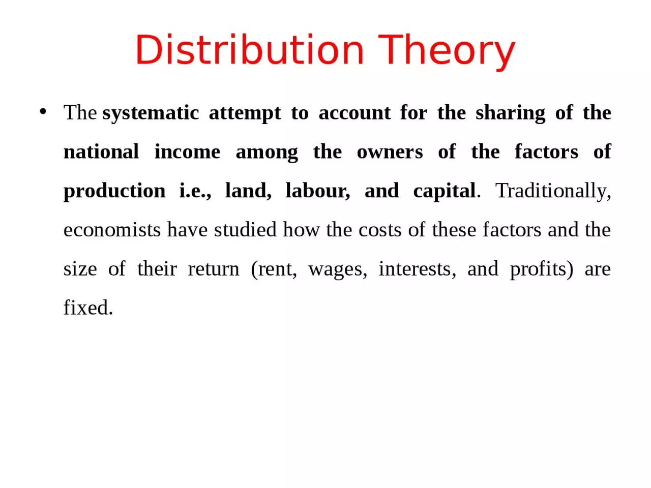 PPT-Distribution Theory The 