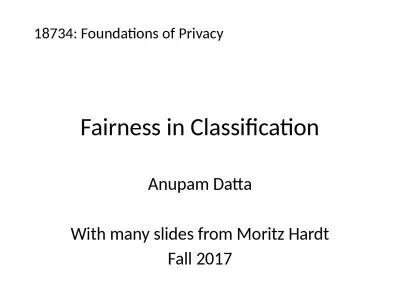 Fairness in Classification