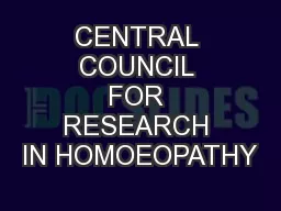 CENTRAL COUNCIL FOR RESEARCH IN HOMOEOPATHY
