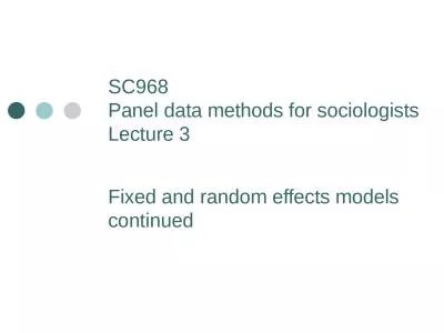 SC968 Panel data methods for sociologists