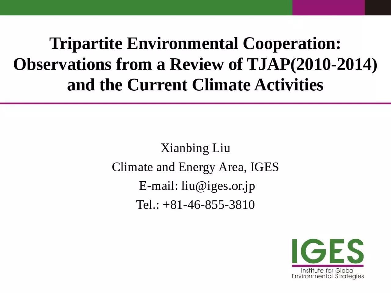 PPT-Xianbing Liu Climate and Energy Area,