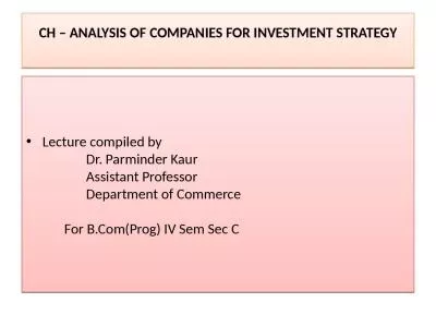 CH – ANALYSIS OF COMPANIES FOR INVESTMENT STRATEGY