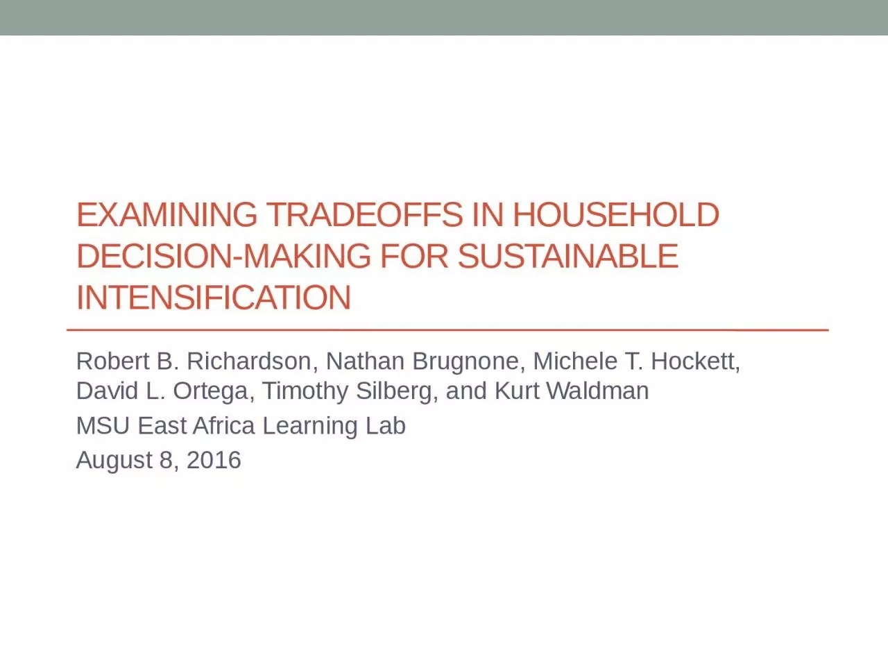 PPT-Examining tradeoffs in household decision-making for sustainable intensification