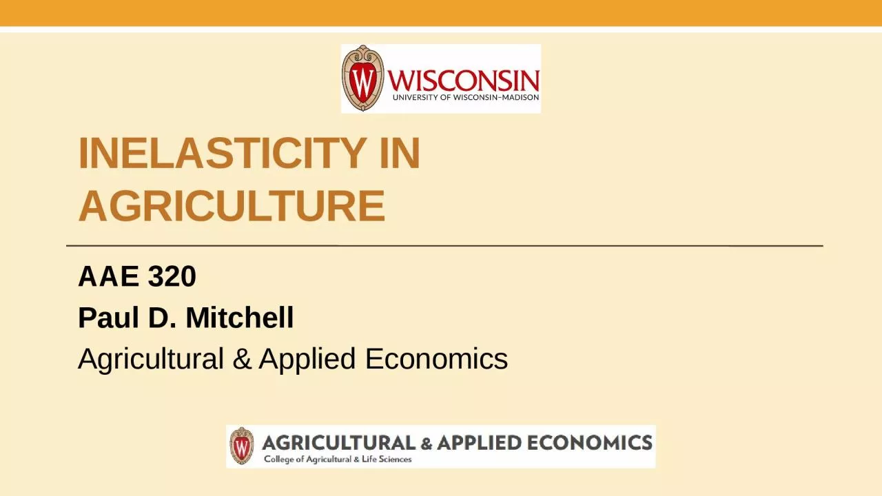 Inelasticity in Agriculture