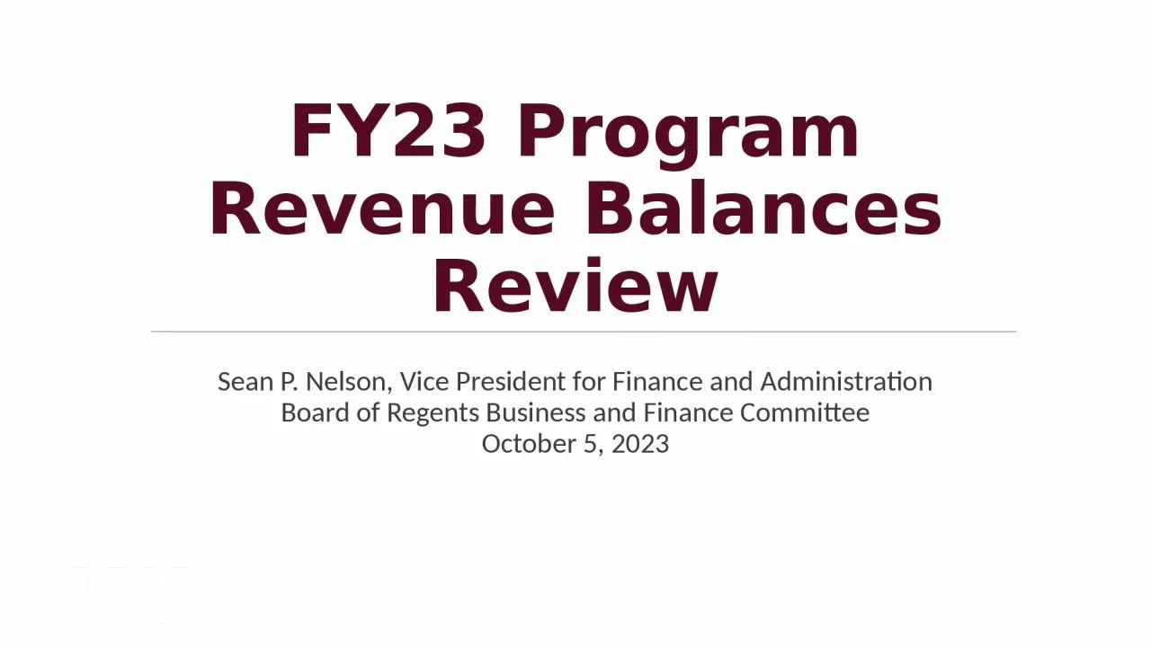 FY23 Program Revenue Balances Review