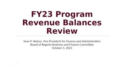 FY23 Program Revenue Balances Review