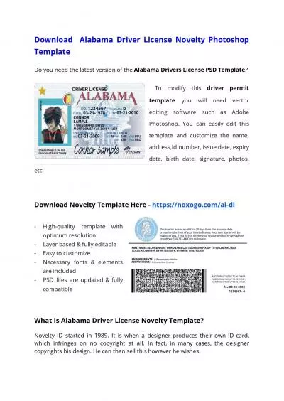 Alabama Drivers License PSD Template – Download Photoshop File