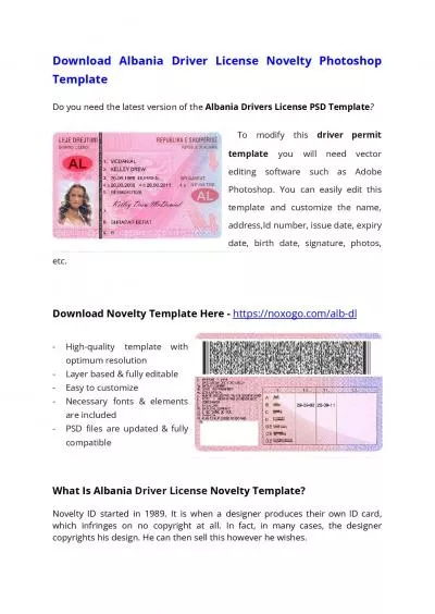 Albania Drivers License PSD Template – Download Photoshop File