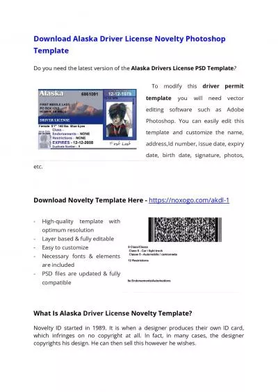Alaska Drivers License PSD Template – Download Photoshop File