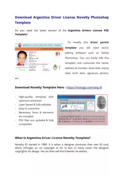 Argentina Drivers License PSD Template – Download Photoshop File