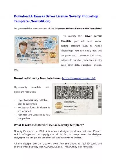 Arkansas Drivers License PSD Template – Download Photoshop File