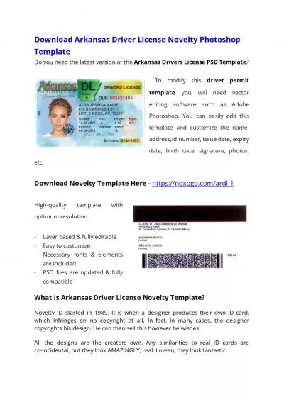 Arkansas Drivers License PSD Template – Download Photoshop File