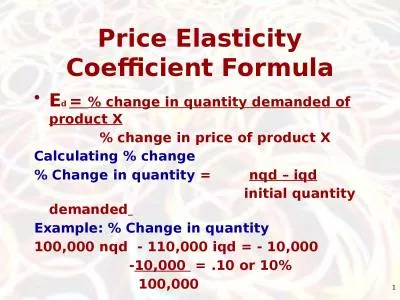 Price Elasticity Coefficient Formula