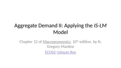 Aggregate Demand II: Applying the