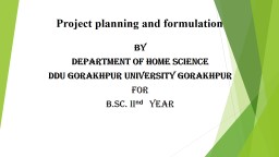 Project planning and formulation