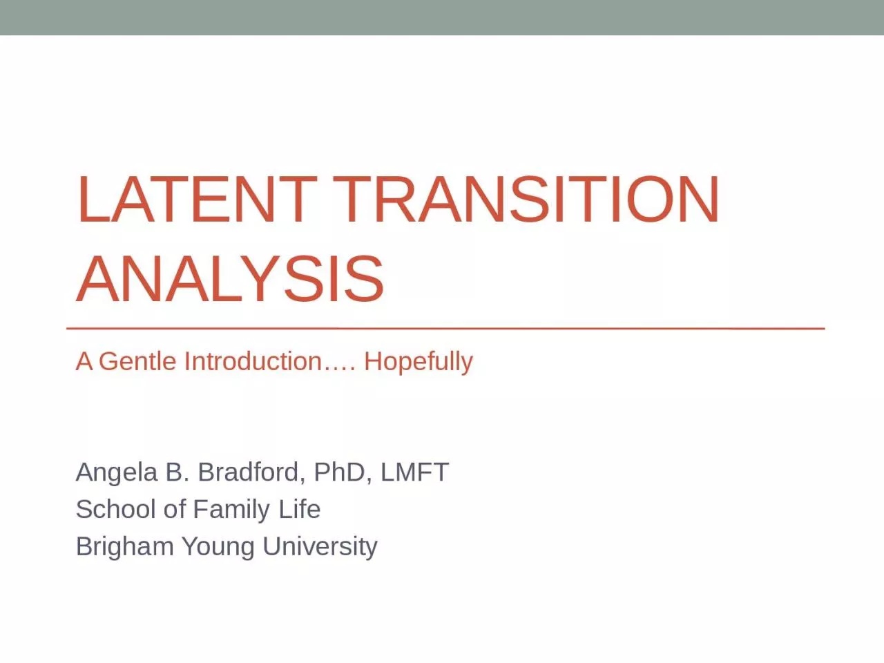 Latent Transition Analysis