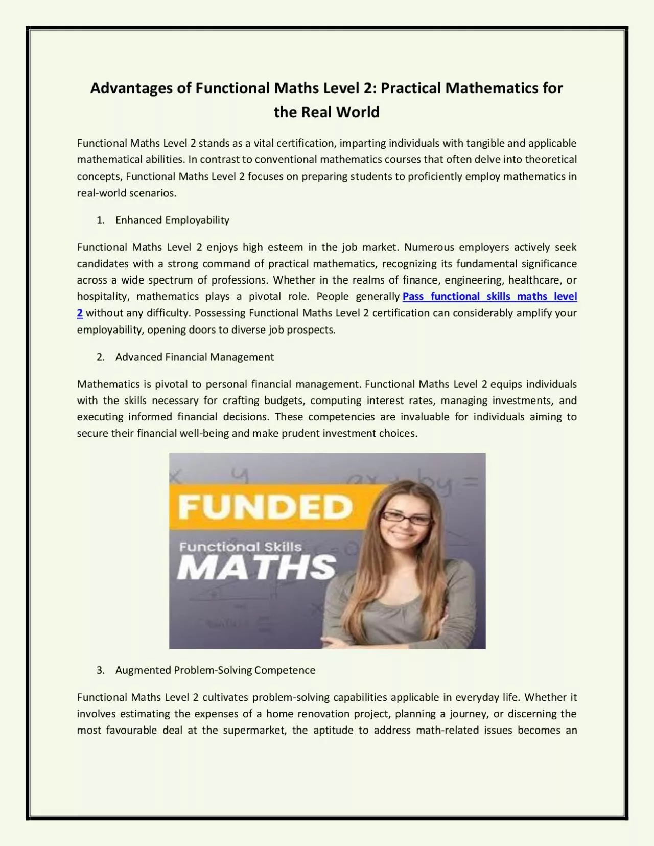 PDF-Advantages of Functional Maths Level 2: Practical Mathematics for the Real World