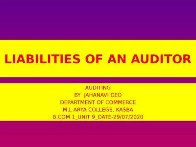 LIABILITIES OF AN AUDITOR