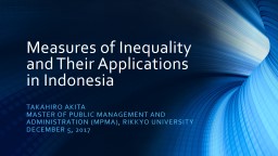 Measures of Inequality and Their Applications