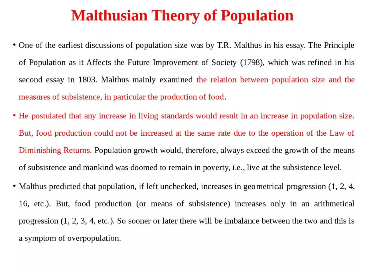 Malthusian Theory of Population