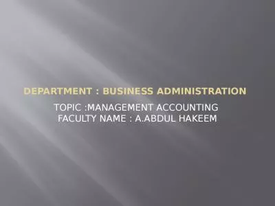 DEPARTMENT : BUSINESS ADMINISTRATION