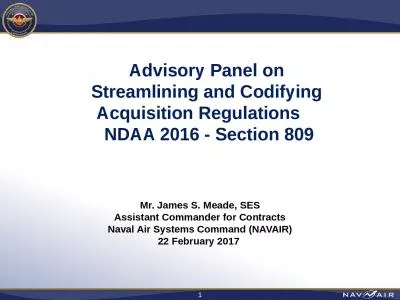 Advisory Panel on Streamlining and Codifying Acquisition Regulations