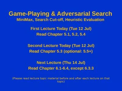 First Lecture Today (Tue 12 Jul)