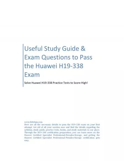 Useful Study Guide & Exam Questions to Pass the Huawei H19-338 Exam