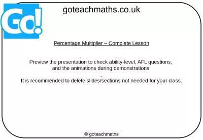 Percentage Multiplier – Complete Lesson