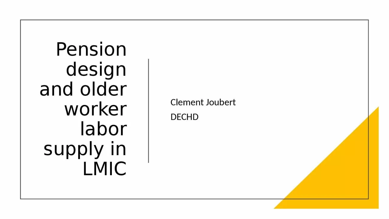 Pension design and older worker labor supply in LMIC