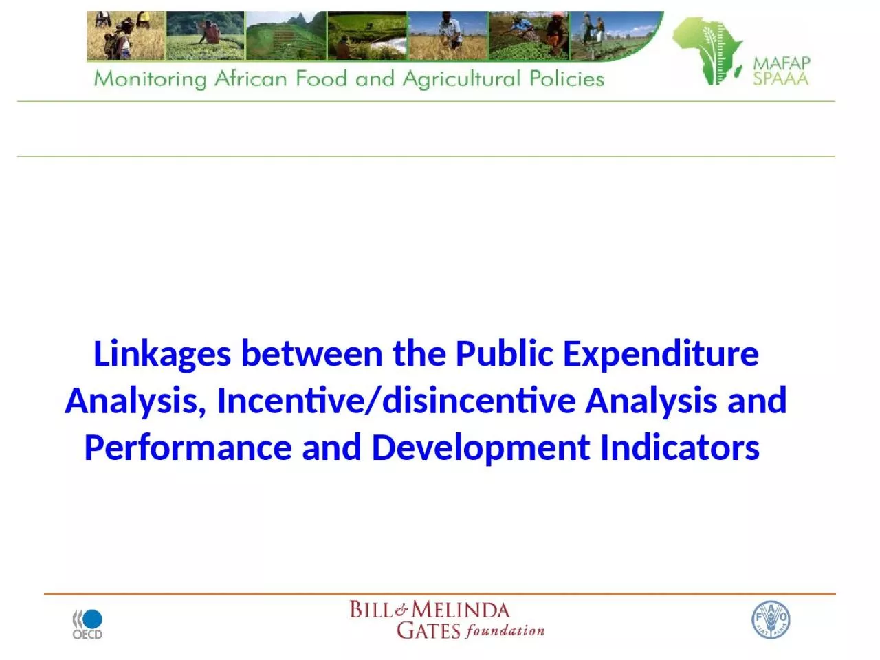 Linkages between the Public Expenditure Analysis, Incentive/disincentive Analysis and