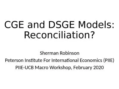 CGE and DSGE Models: Reconciliation?